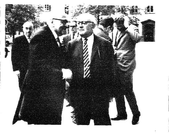 Max Horkheimer - Adorno and Horkheimer, with Habermas in the background.  I took this photo at the German Sociology Conference, focussed on Max Weber, at Heidelberg in 1965.  Horkheimer is front left,