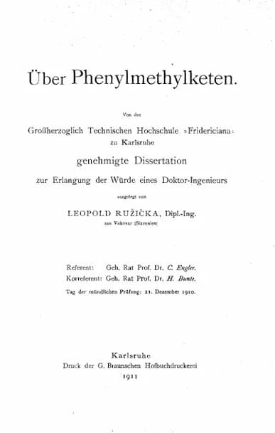Leopold Ružička - Leopold Ružička Über Phenylmethylketen 1911 Titel