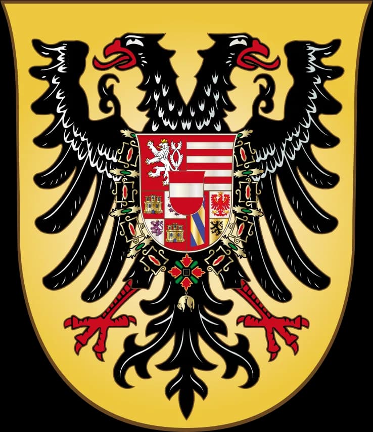 Ferdinand III, Holy Roman Emperor - Coat of arms of Holy Roman Emperor / King Ferdinand III of Habsburg on the coat of arms of the Holy Roman Empire (of German Nation)