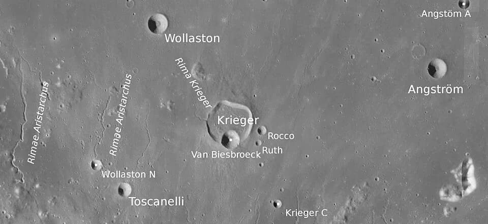 Anders Jonas Ångström - Crater Krieger (detail of LRO - WAC global moon mosaic)