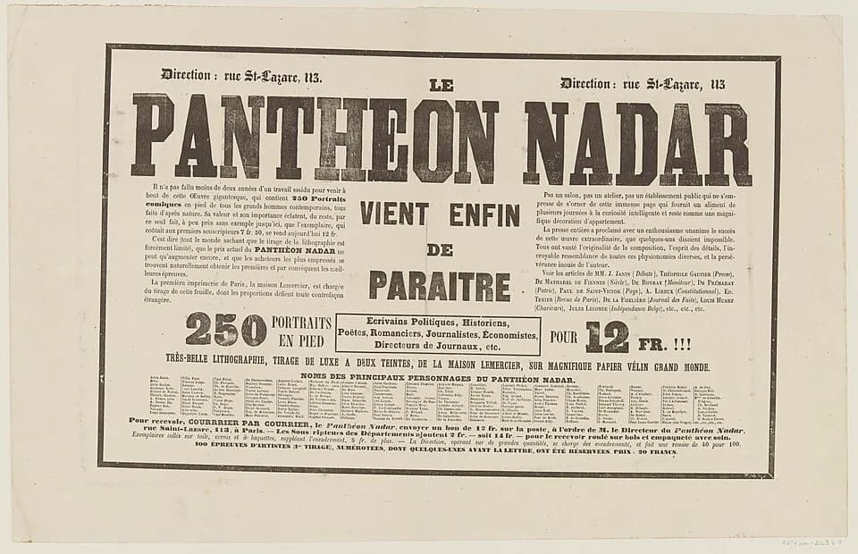 Nadar Nadar - Sujet : Compositions -- 19e siècle
Affiche
Langue : français

Éditeur : [s.n.]