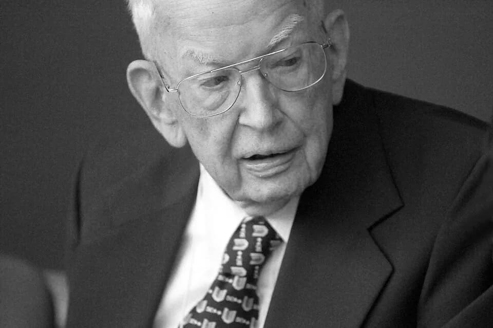 Ronald Coase - Ronald Coase in 2008.  From UChicago Law archives.