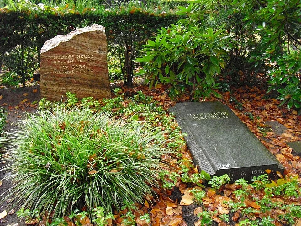 George Grosz - Neighbors: Grave of George Grosz (left) and Theodor Däubler in Friedhof Heerstraße in Berlin-Westend