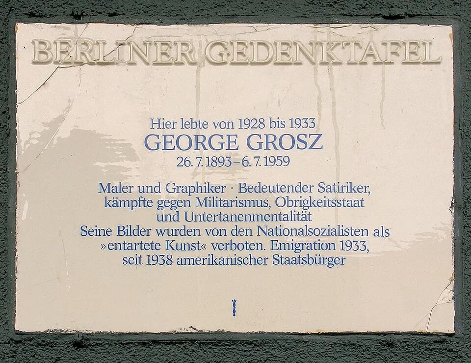 George Grosz - Berlin memorial plaque, George Grosz, Trautenaustraße 12i, Berlin-Wilmersdorf, Germany