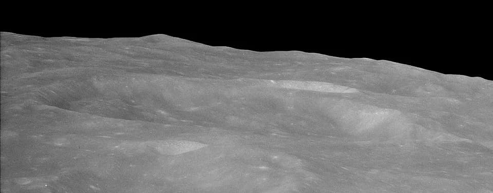 Arne Tiselius - Highly oblique view of Tiselius, on the far side of the moon.  Facing northeast.