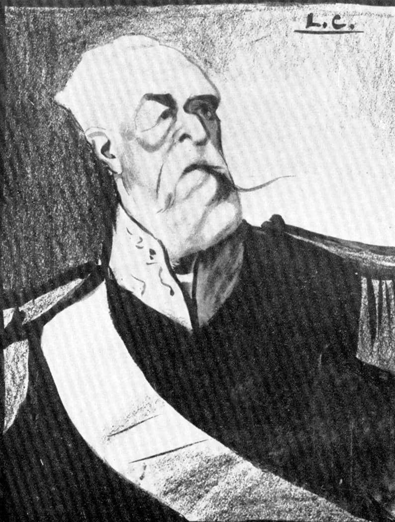 Oscar II of Sweden - King Oscar II of Sweden, according to a French cartoonist. The text reads "notre seul et unique hote royal en 1900."
