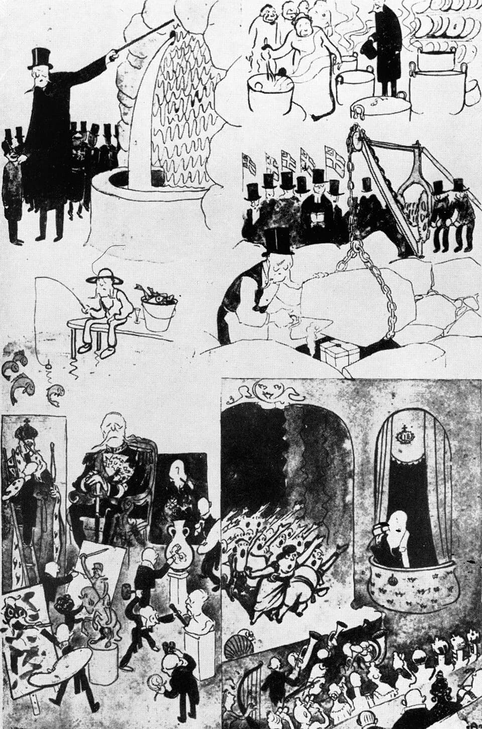 Oscar II of Sweden - Caricatures of king Oscar II of Sweden by the contemporary signature O.A.