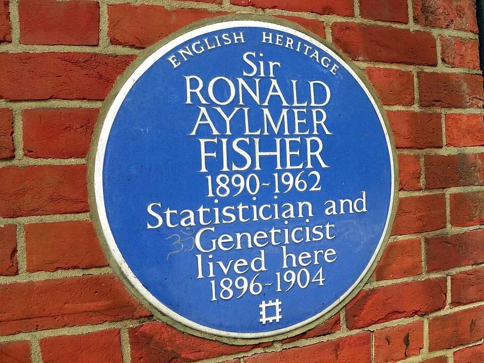 Ronald Fisher - This is the English Heritage plaque to Sir Ronald Aylmer Fisher, who lived at Inverforth House.