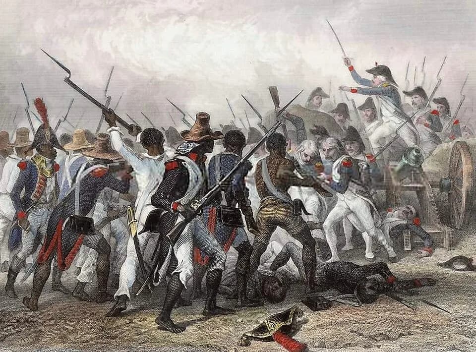 Toussaint Louverture - Attack and take of the Crête-à-Pierrot (4 - 24 March 24, 1802). Original illustration by Auguste Raffet, engraving by Ernst Hébert.