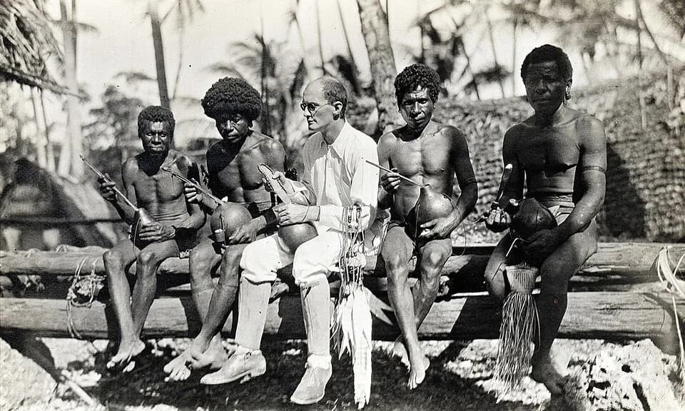 Bronisław Malinowski - Picture of Bronislaw Malinowski with natives on Trobriand Islands.