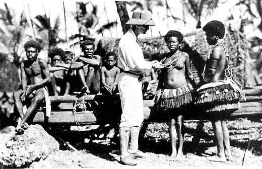 Bronisław Malinowski - Picture of Bronislaw Malinowski with natives on Trobriand Islands, ca 1918.