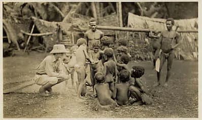 Bronisław Malinowski - Picture of Bronislaw Malinowski with natives on Trobriand Islands, ca 1918.