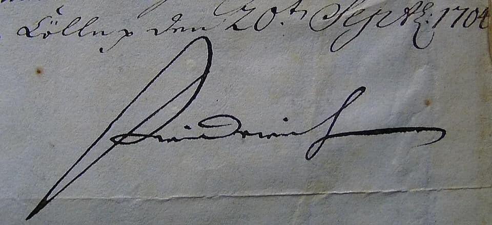 Frederick I of Prussia - Friedrich I. (Preußen), signature, 1704