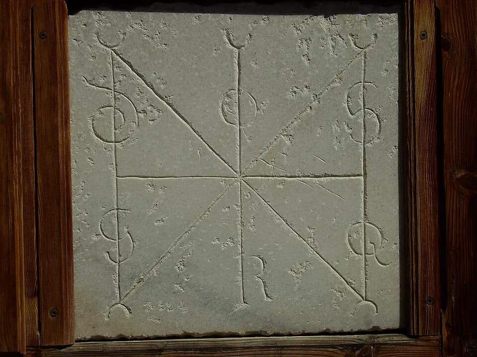 Henry II, Holy Roman Emperor - A calque of a marble plate with the monogram of the Emperor Henry II (1014 - 1024) found in Aufhofen, Bruneck, Italy