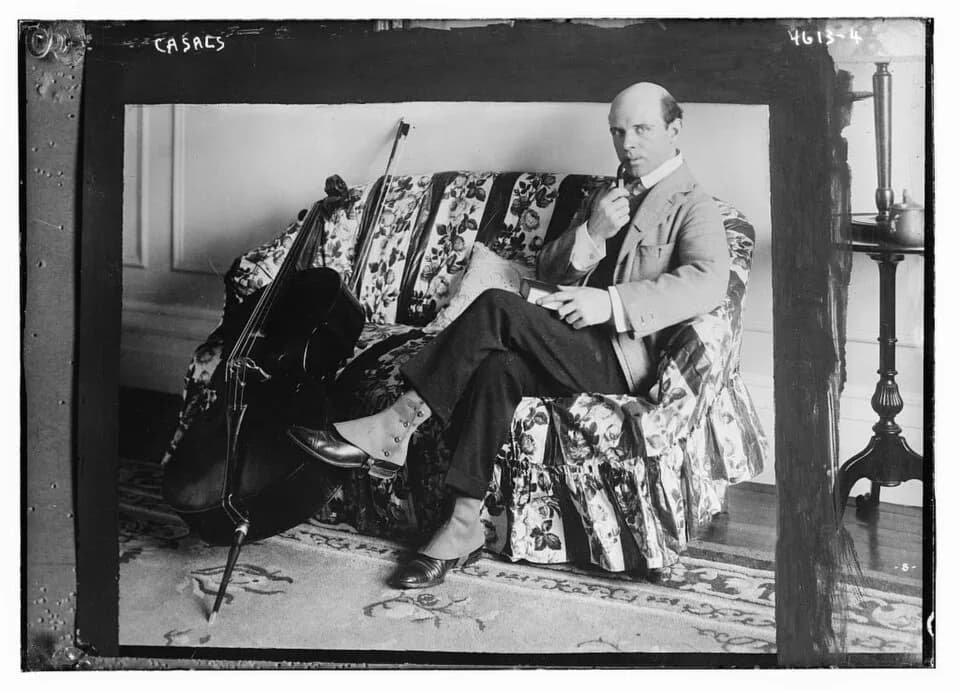 Pau Casals - Bain News Service,, publisher.
Casals
[between ca. 1915 and ca. 1920]
1 negative : glass ; 5 x 7 in. or smaller.
Notes:
 Title from unverified data provided by the Bain News Service on th