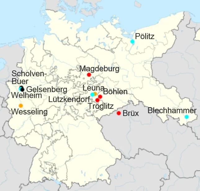 Friedrich Bergius - Locations of the German Bergius Units