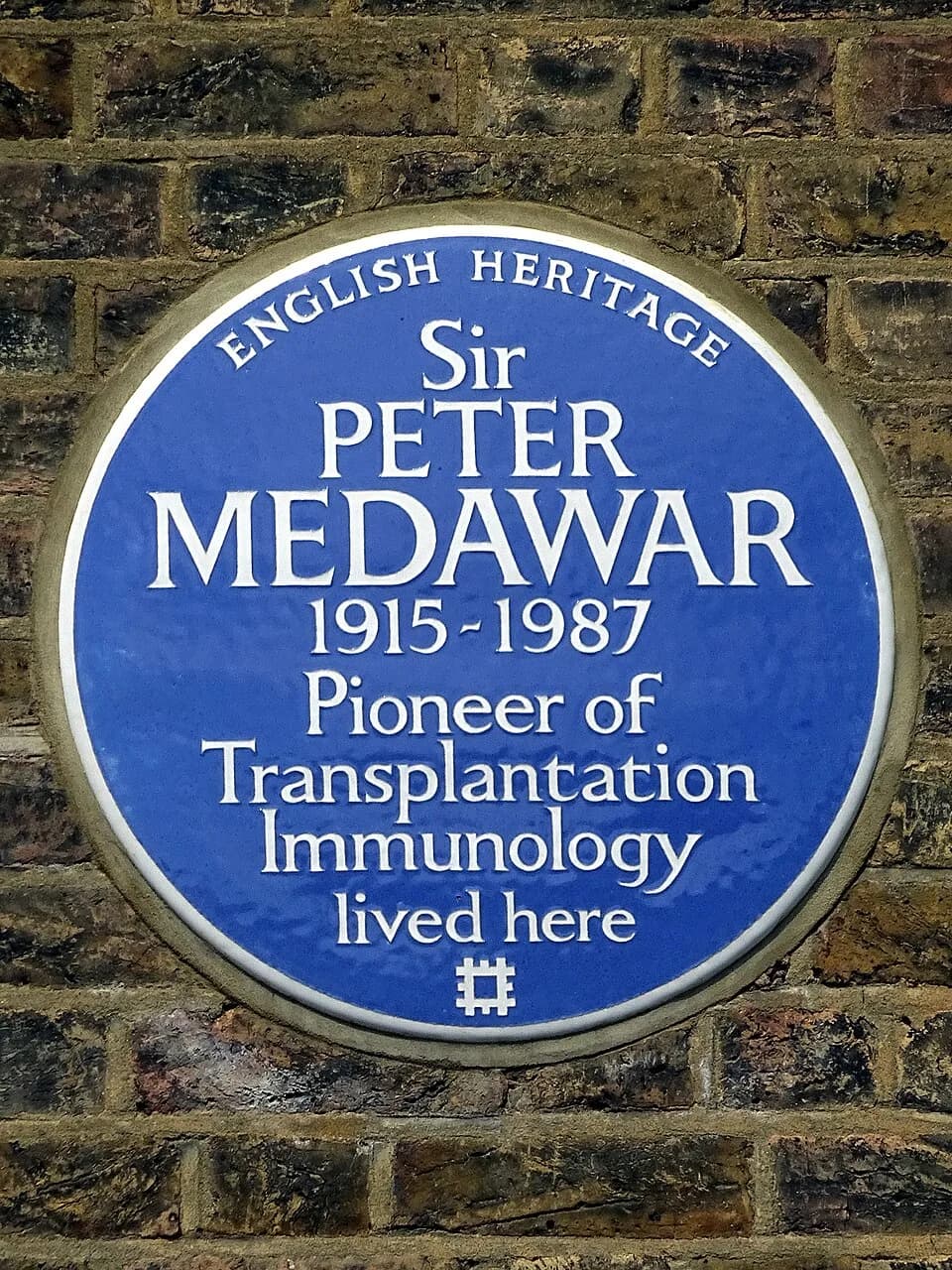 Peter Medawar - Blue plaque erected on 14th July 2014 by English Heritage at 25 Downshire Hill, Hampstead, London NW3 1NT, London Borough of Camden