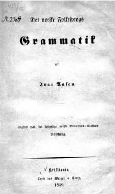 Ivar Andreas Aasen - Tittelsida til Ivar Aasen: Det Norske Folkesprogs Grammatik, 1848