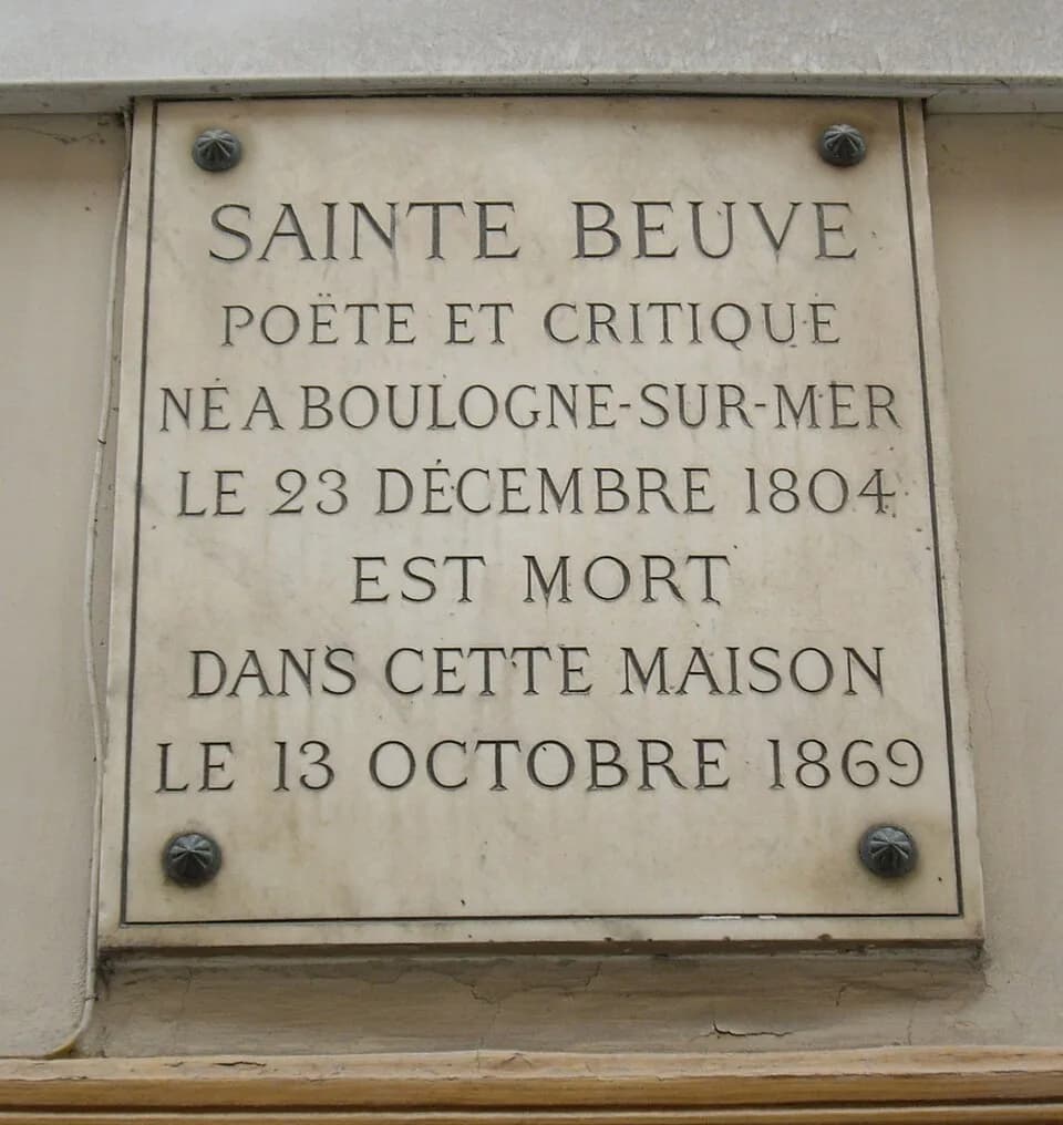 Charles-Augustin Sainte-Beuve - Plaque apposée au n° 11 de le rue du Montparnasse, Paris 6e, où mourut le poète et critique littéraire Charles-Augustin Sainte-Beuve (1804-1869) le 13 octobre 1869.