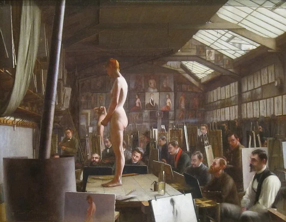William-Adolphe Bouguereau - 'Bouguereau's Atelier at Académie Julian, Paris' Jefferson David Chalfant.JPG