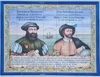 Juan Sebastián Elcano - Ceramic azulejo panel in commemoration of the first world circumnavigation, the Magellan-Elcano's expedition, that set sail from Sanlucar de Barrameda, Cádiz, Spain, on Septemb