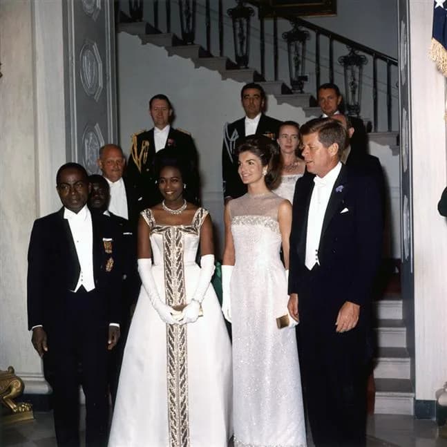 Félix Houphouët-Boigny - President and Mrs. Kennedy with President and Madame Houphouet-Boigny of the Ivory Coast, 22 May 1962.