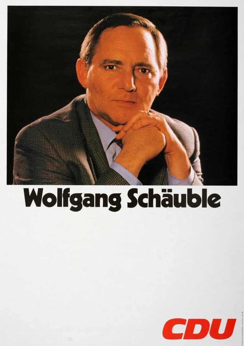 Wolfgang Schäuble - Wolfgang Schäuble CDUAbbildung:PorträtfotoPlakatart:Kandidaten-/Personenplakat mit PorträtAuftraggeber:CDU-Bundesgeschäftsstelle, BonnDrucker_Druckart_Druckort:Reiff-DruckObjekt-Si