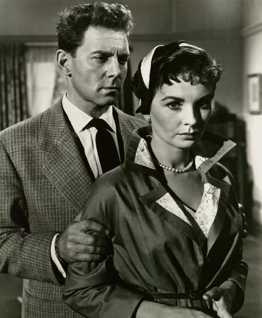 Jean Simmons - Jean-Pierre Aumont AND Jean Simmons in Hilda Crane - publicity still (cropped : see source)
