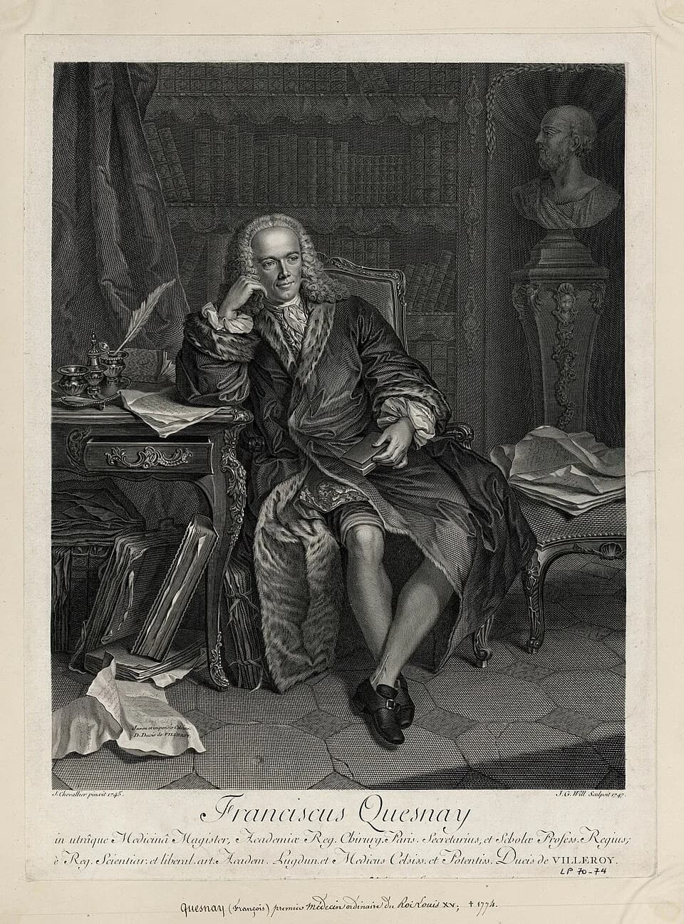 François Quesnay - Portrait de François Quesnay réalisé par Johann-Georg Wille d'après une peinture de Jean Chevalier.
