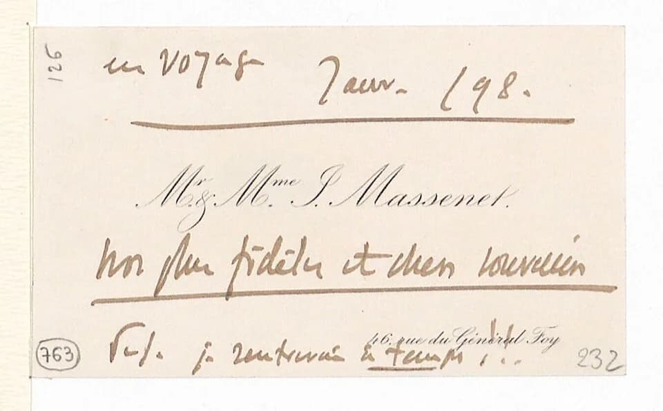 Jules Massenet - (Lettre de Jules Massenet au Dr Raoul Blondel, janvier 1898) (manuscrit autographe) - btv1b530217895 (1 of 2).jpg