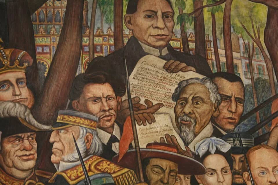 Antonio López de Santa Anna - Fragment of "Sueño de una tarde dominical en la Alameda Central" (Dream of a Sunday Afternoon in the Alameda) (1947), fresco over transportable panels, Museo Mural Diego 