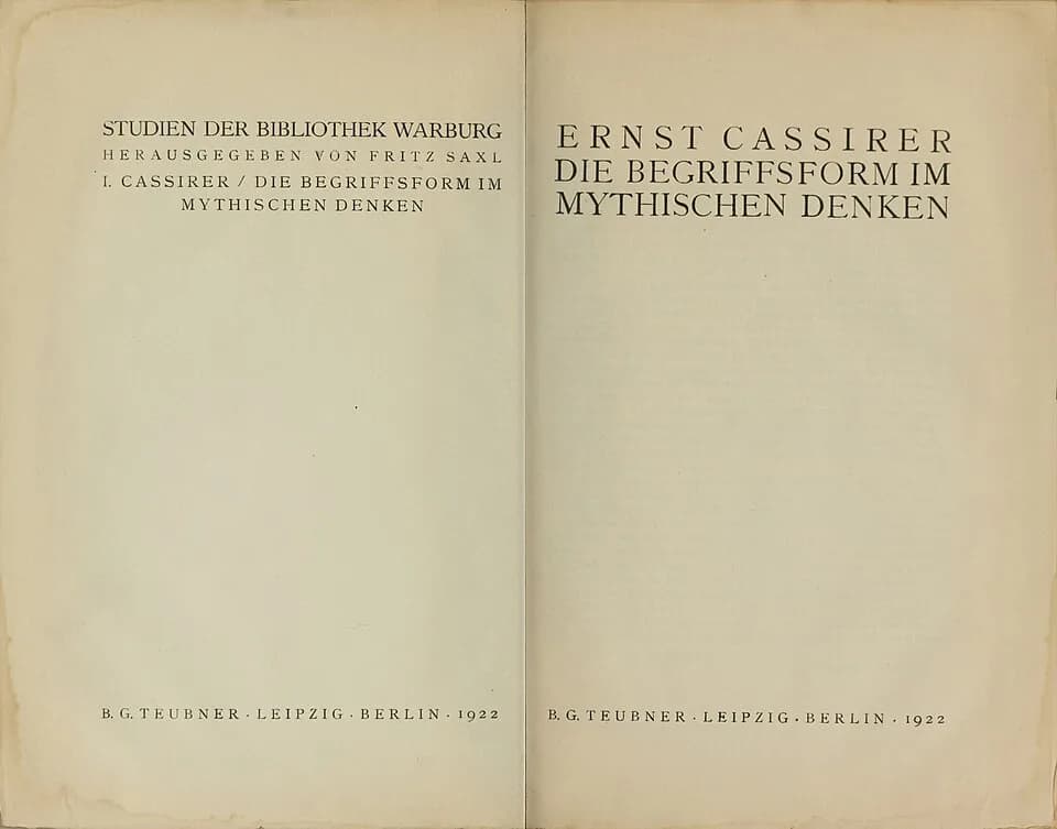 Ernst Cassirer - Titelseiten von Band 1 der Reihe Studien der Bibliothek Warburg