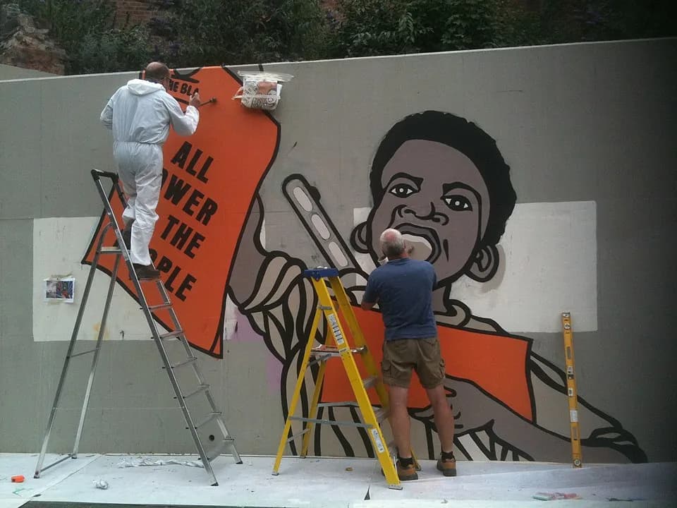 Jean Genet - Emory Douglas mural painted in Nottingham as part of Jean Genet exhibition at Nottingham Contemporary.
Summer 2011