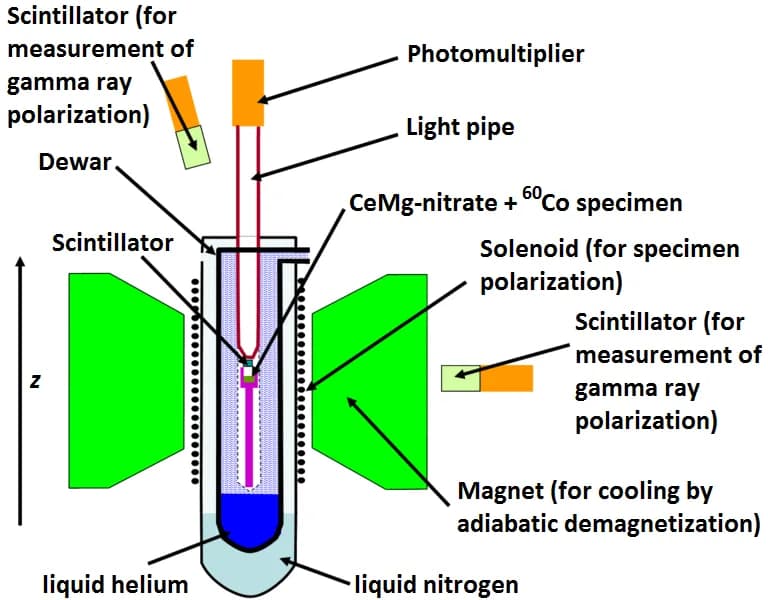 Chien-Shiung Wu - Schematic illustration of the Wu experiment demonstrating parity violation.
