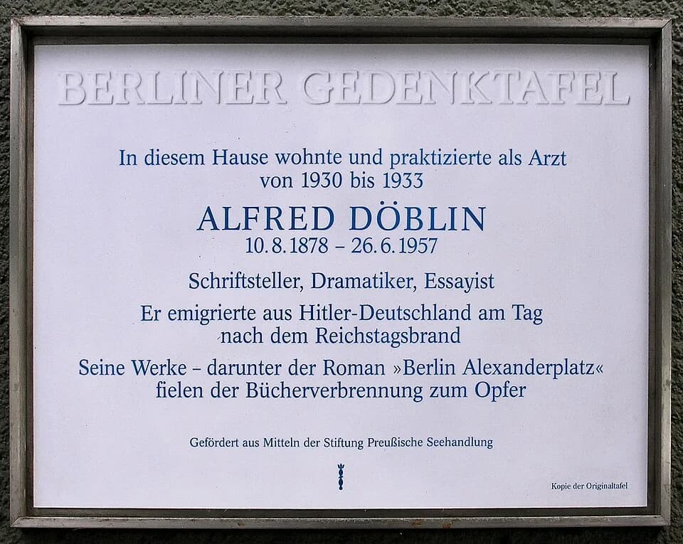 Alfred Döblin - Berlin memorial plaque, Alfred Döblin, Kaiserdamm 28, Berlin-Westend, Germany