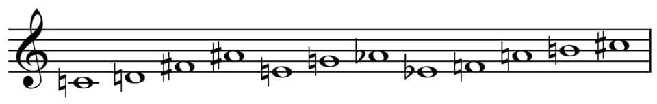 Pierre Boulez - Berg's Lulu Schoolboy tone row on C.