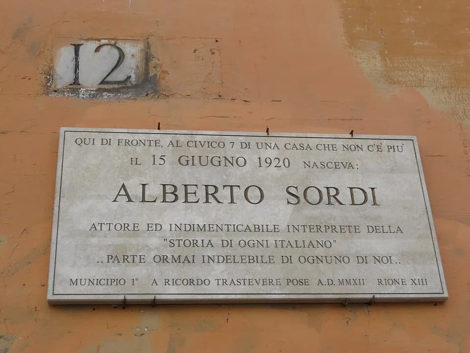 Alberto Sordi - Targa commemorativa di Alberto Sordi a Trastevere