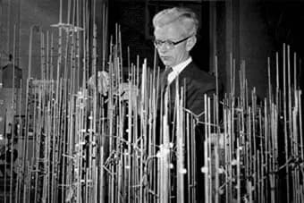 John Kendrew - John Kendrew with model of myoglobin in progress.