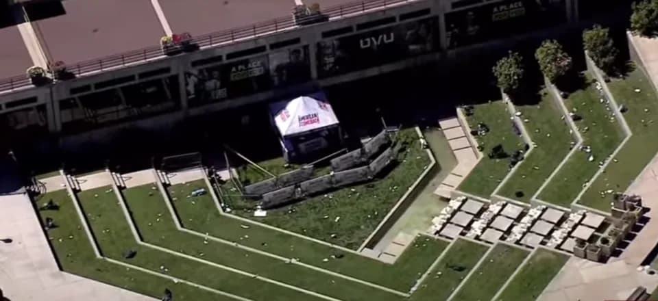 Charlie Kirk - Location where Charlie Kirk was shot, screenshot taken from video from helicopter later that day.