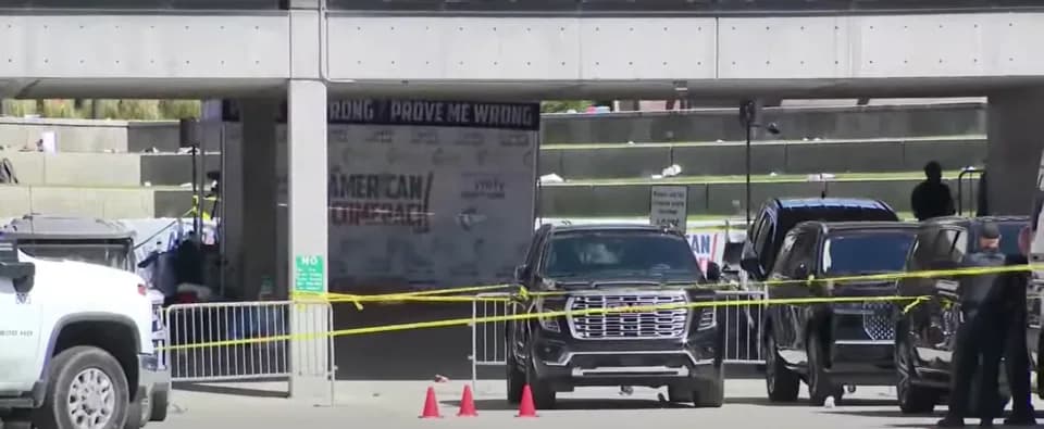 Charlie Kirk - Rear view of location where Charlie Kirk was shot, screenshot taken from video from TV report.
