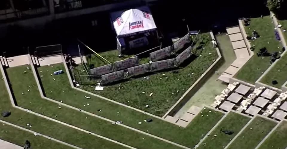 Charlie Kirk - Location where Charlie Kirk was shot, screenshot taken from video from helicopter later that day.
