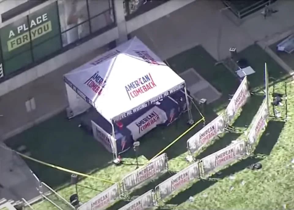 Charlie Kirk - An aerial view of the tent where Charlie Kirk was shot