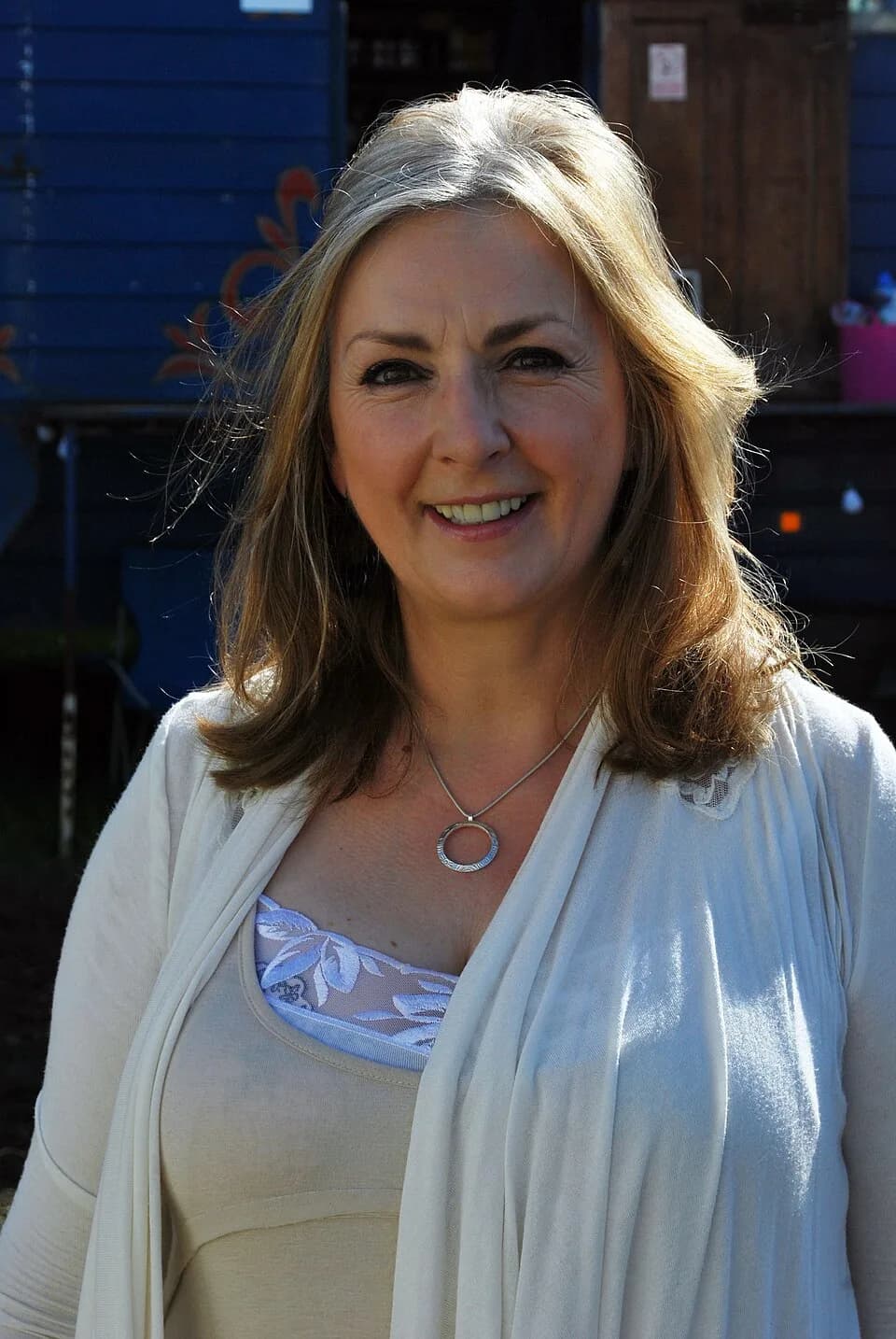 Moya Brennan - Moya Brennan, taken shortly after her gig at the solar powered Crossaint Neuf Stage at Glastonbury 2011