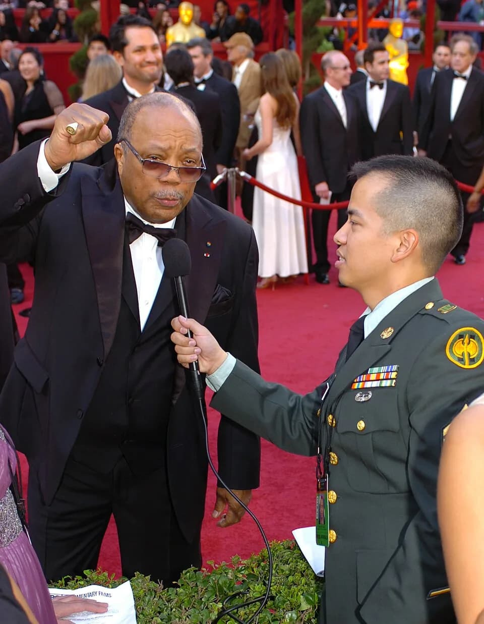 Quincy Jones - Quincy Jones supports the troops on the red carpet at the 82nd Academy Awards.