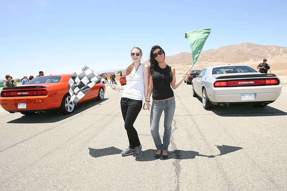 Michelle Trachtenberg - Audrina Patridge and Michelle Trachtenberg with go fast flags and Challenger