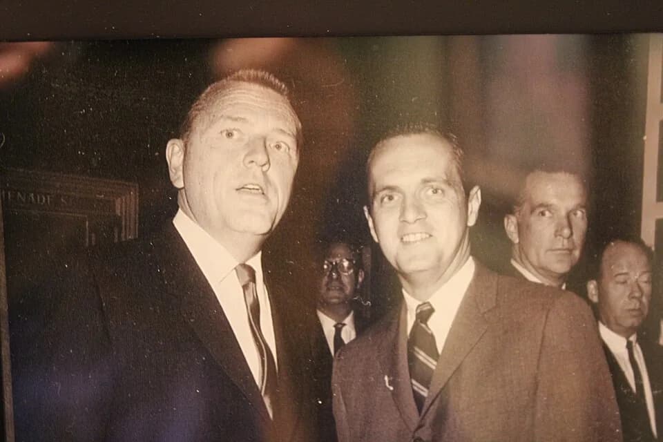 Bob Newhart - Jim Conkling (left) with Bob Newhart after signing him to Warner Label