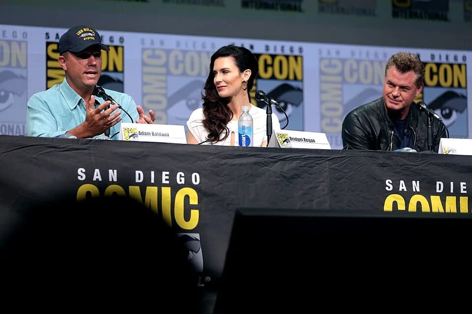 Eric Dane - Adam Baldwin, Bridget Regan and Eric Dane speaking at the 2017 San Diego Comic Con International, for "The Last Ship", at the San Diego Convention Center in San Diego, California.

Please 