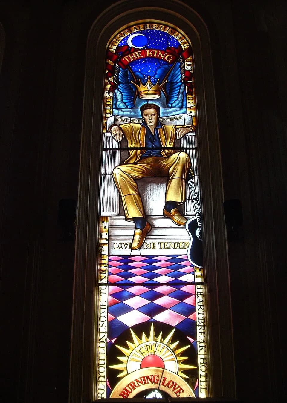 Elvis Presley - A stained glass window at the Hard Rock in Dallas.