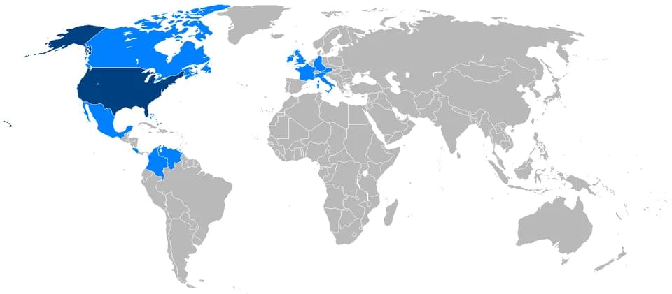 John F. Kennedy - Map showing the foreign trips of John F. Kennedy during his presidency.