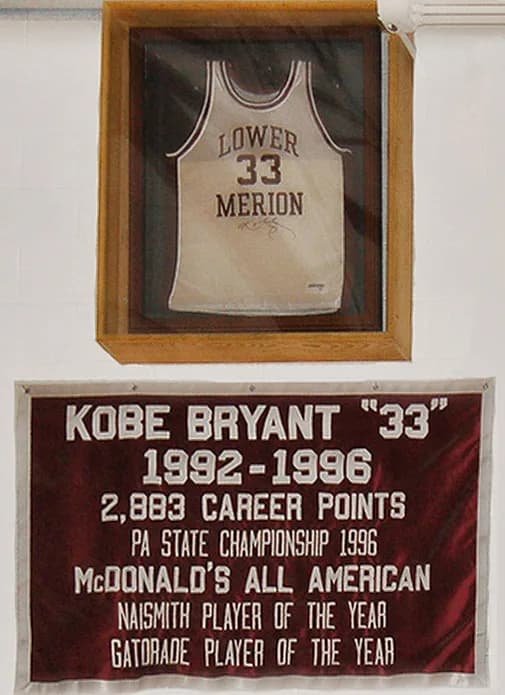 Kobe Bryant - Kobe Bryant retired jersey banner at Lower Merion High School